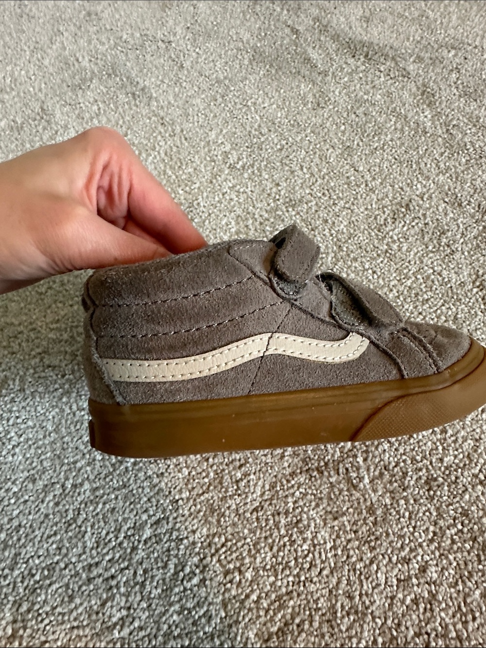 Vans Kids Taupe Suede Velcro Sneakers - Picture 5 of 8